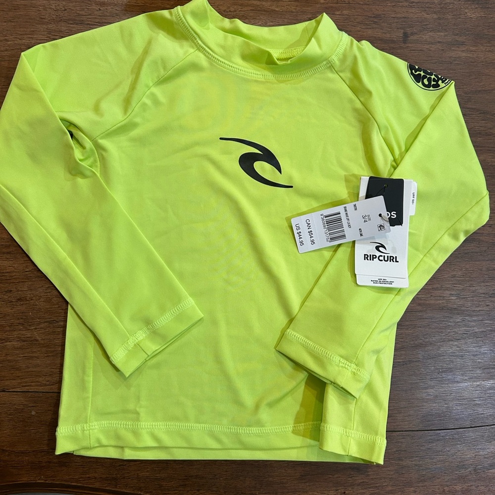 Rip Curl Toddlers Neon Green Swim Rashguard Size 3/4